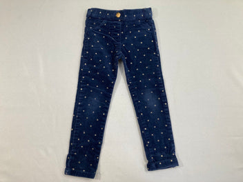 Pantalon velours côtelé bleu étoiles dorées