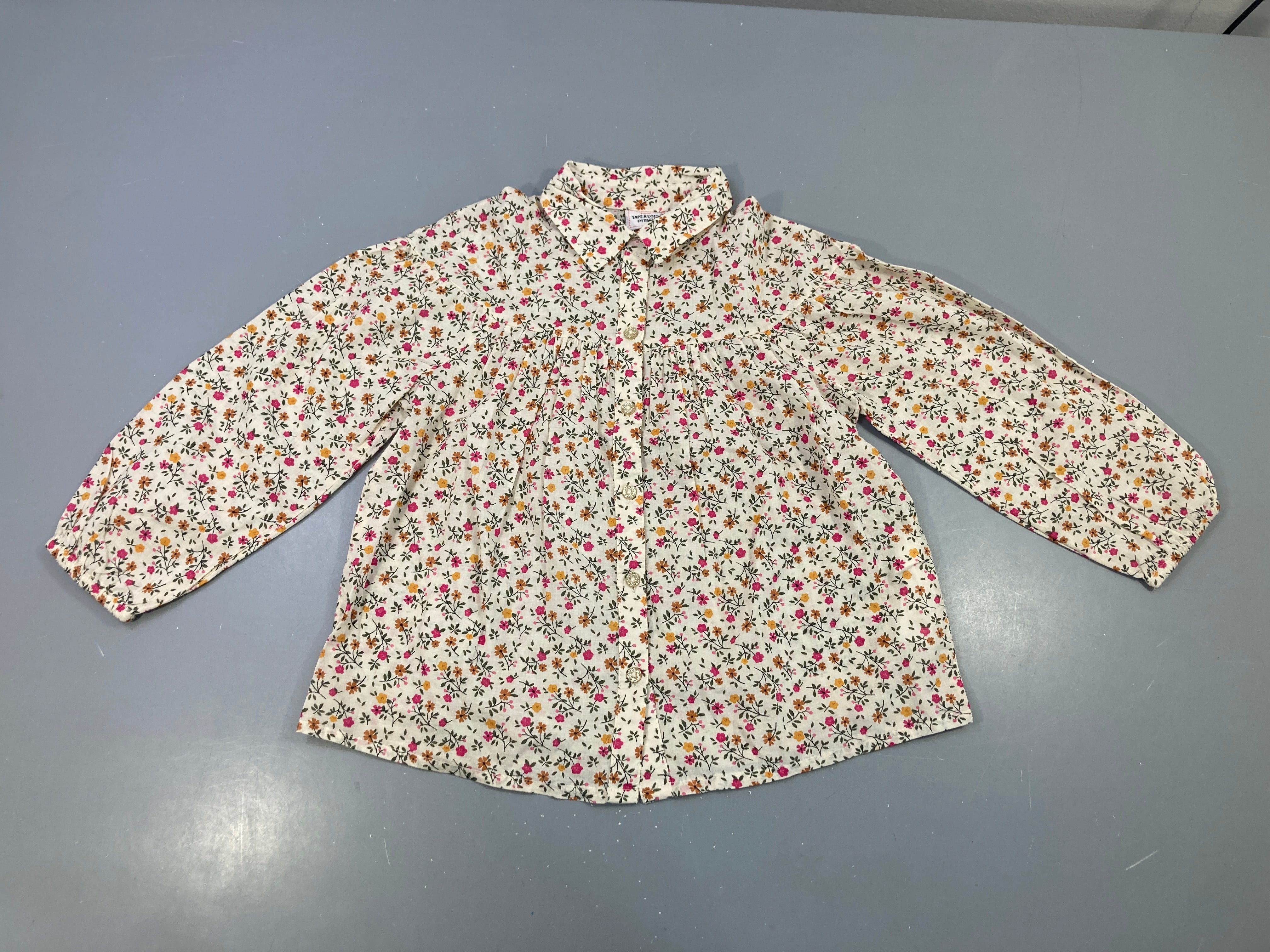 Blouse m.l fleurie rose et moutarde
