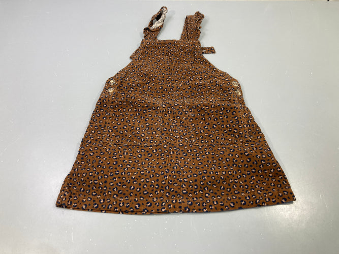 Salopette robe velours léopard marron poches, moins cher chez Petit Kiwi