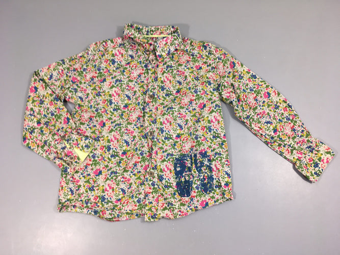 Chemisiser blanc fleuri vert-bleu-rose, moins cher chez Petit Kiwi