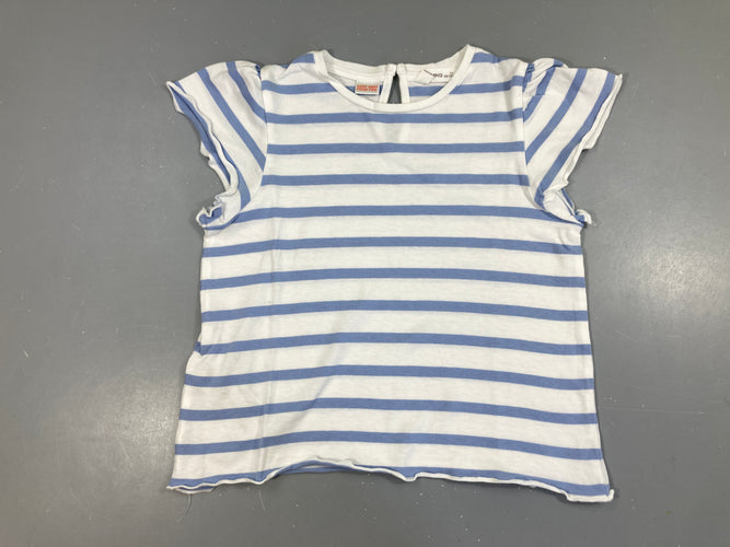 T-shirt m.c blanc rayé bleu, moins cher chez Petit Kiwi