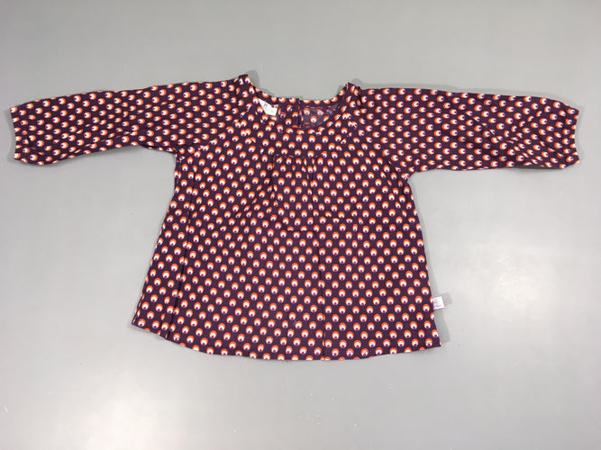 Blouse ml aubergine ronds blancs-oranges, moins cher chez Petit Kiwi