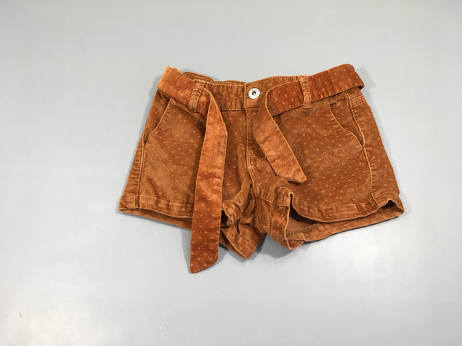 Short velours brun avec ceinture, moins cher chez Petit Kiwi