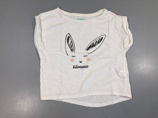 T-shirt m.c blanc flammé lapin, moins cher chez Petit Kiwi