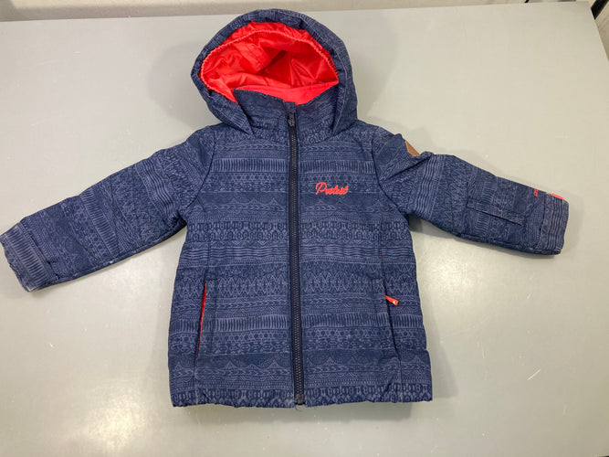 Veste de ski zippée bleu marine imprimé corail Protest, moins cher chez Petit Kiwi