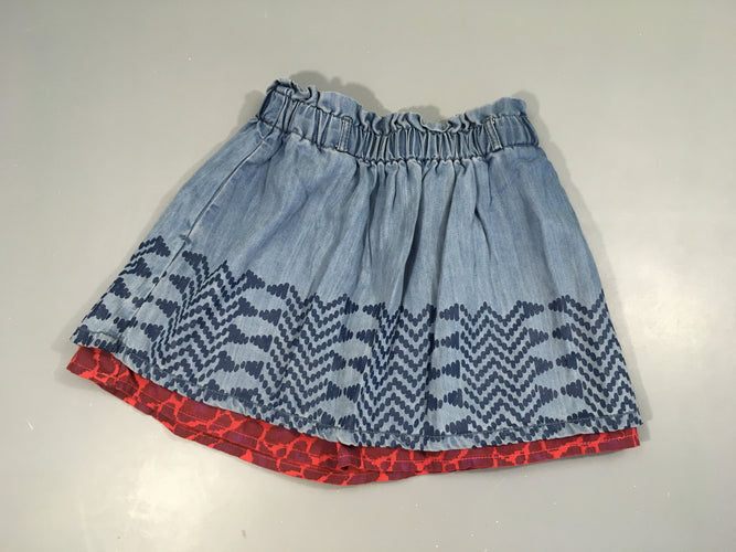 Jupe Denim doublée rouge, moins cher chez Petit Kiwi