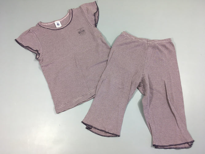 Pyjashort 2pcs jersey mauve rayé rose, moins cher chez Petit Kiwi