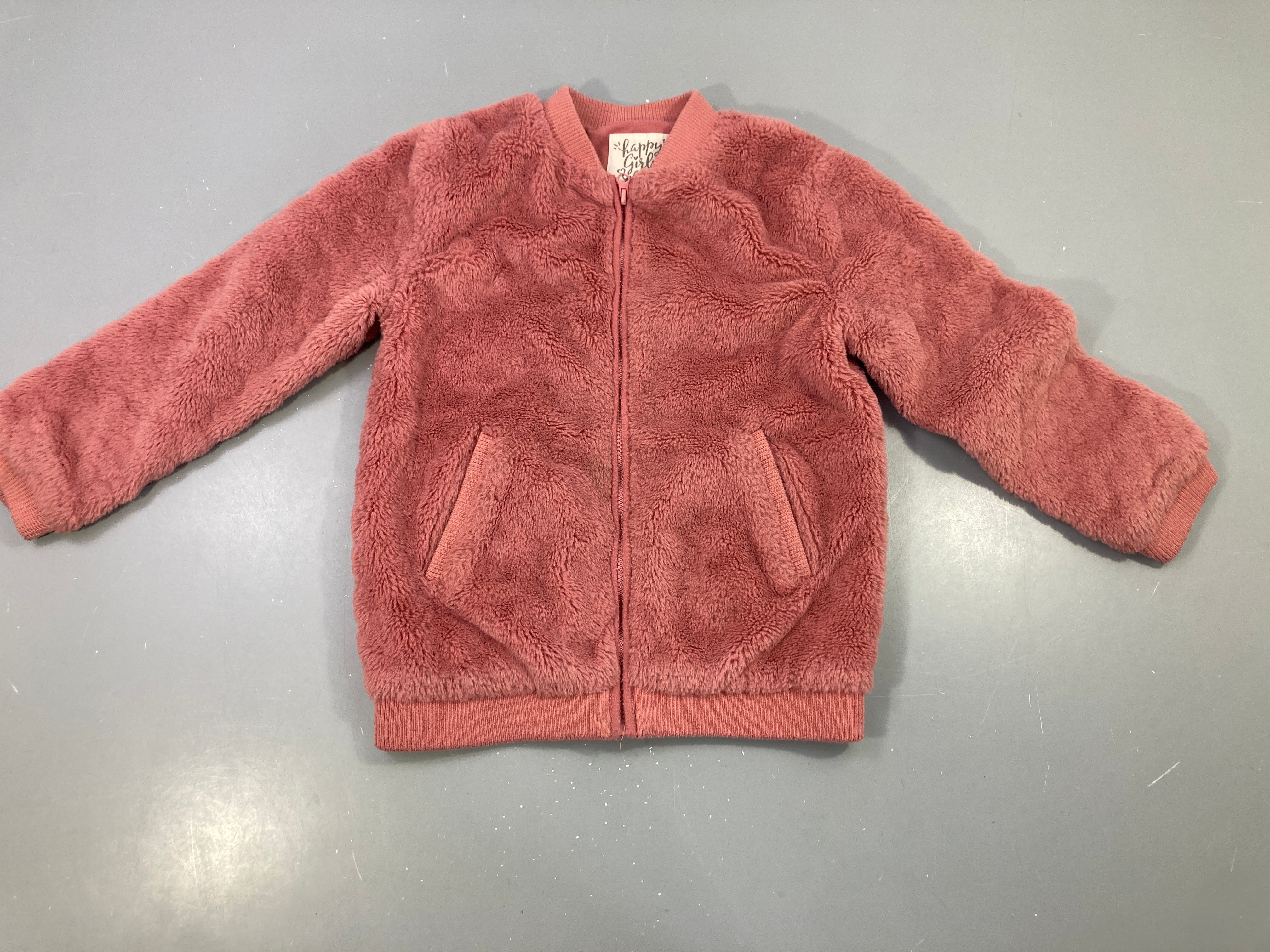 Gilet zippé rose fourrure synthétique