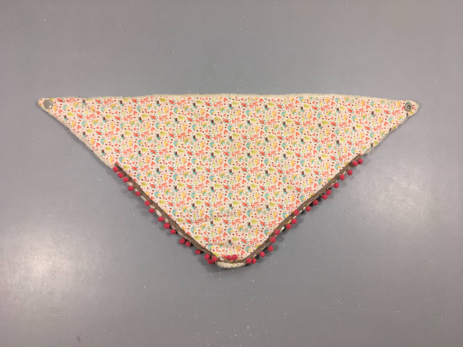 Bandana blanc oiseaux/coeurs doublé velours, moins cher chez Petit Kiwi