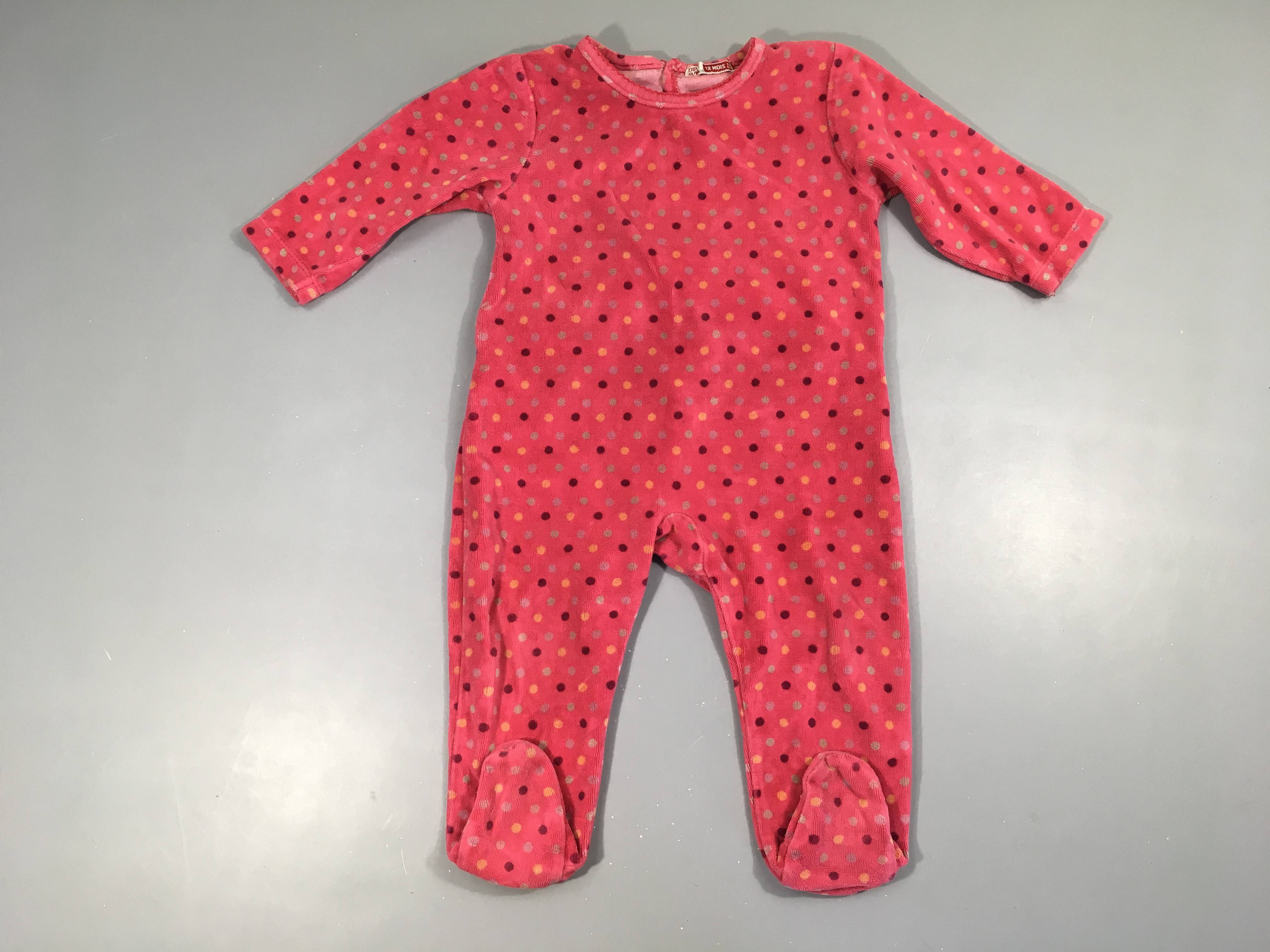 Pyjama velours rose pois couleurs