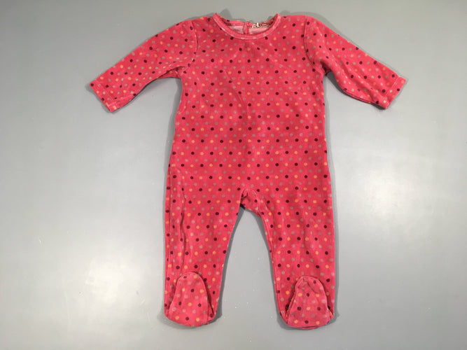 Pyjama velours rose pois couleurs, moins cher chez Petit Kiwi