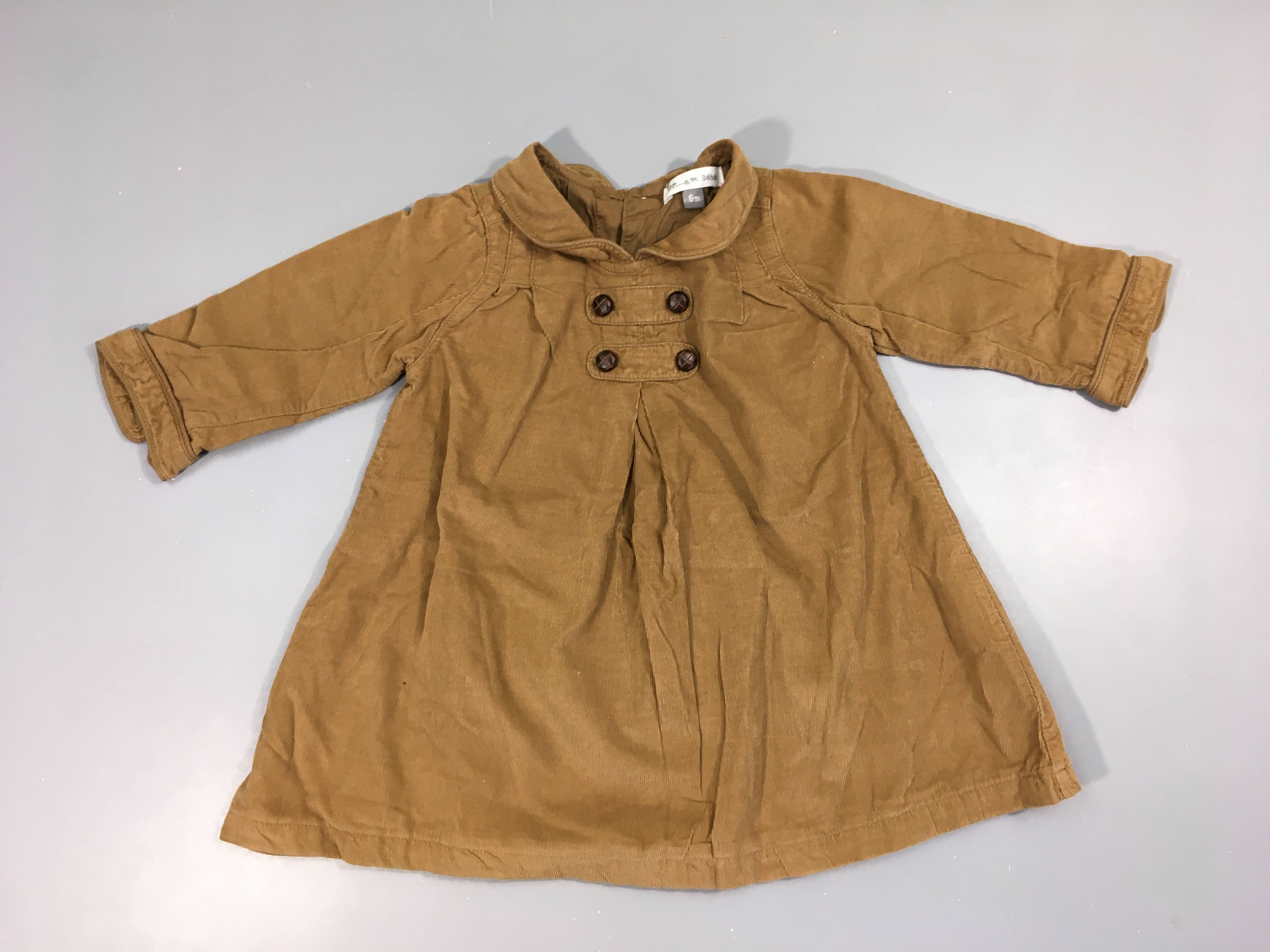 Robe m.l velours camel Boutonnée arrière