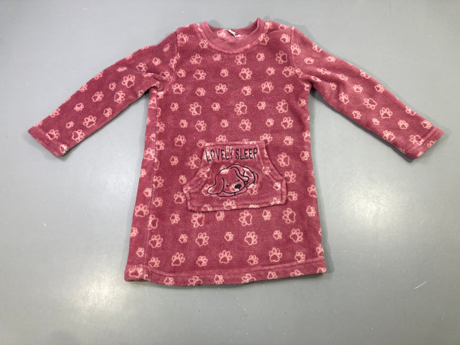Robe de nuit m.l rose velours pattes chien Lovely Sleep, moins cher chez Petit Kiwi