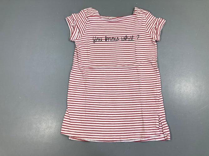 Robe m.c jersey blanc rayé rouge you know what, moins cher chez Petit Kiwi