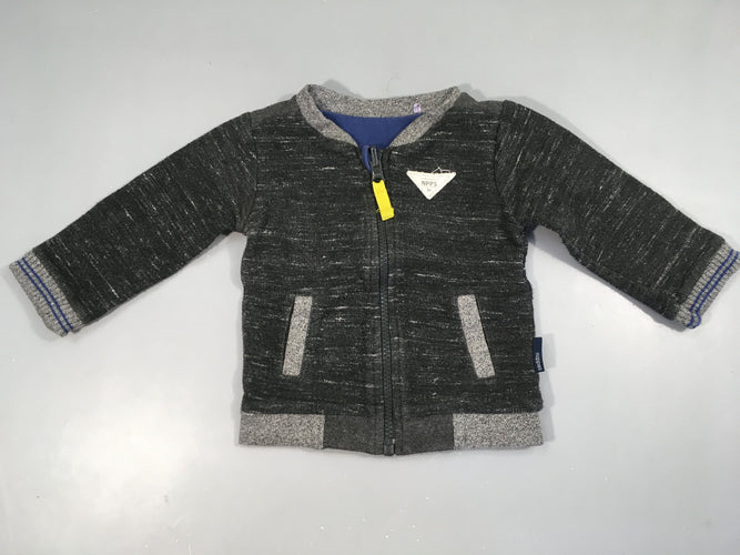 Sweat zippé gris chinné légèrement boloché, moins cher chez Petit Kiwi