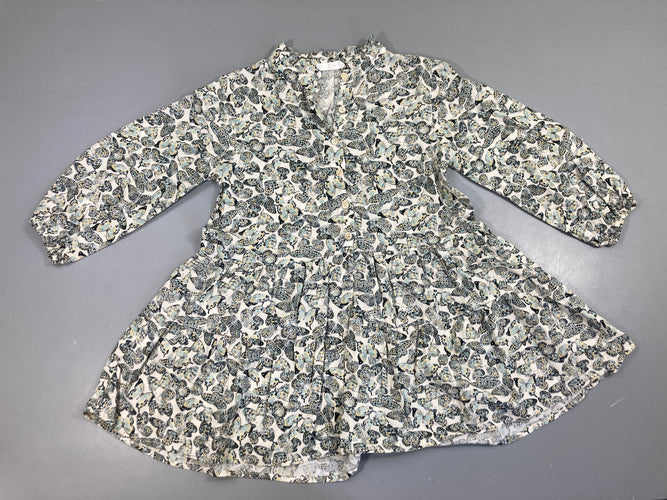 Robe chemise m.l beige papillons, moins cher chez Petit Kiwi