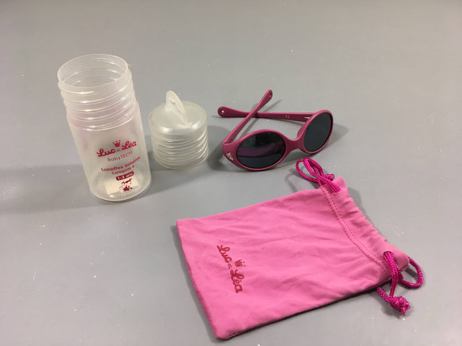 Lunettes de soleil roses Luc et Léa, catégorie 4 1-3ans, très légères griffes, moins cher chez Petit Kiwi