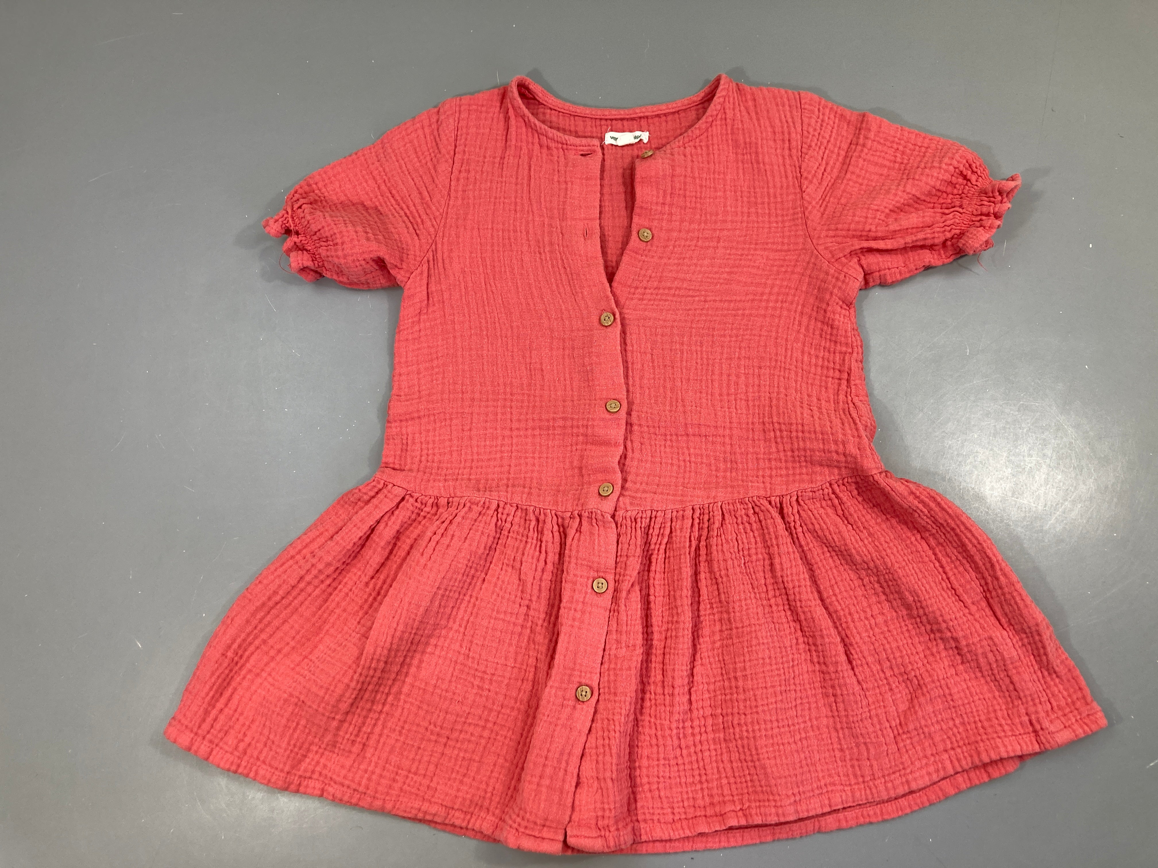 Robe chemise m.c gaze de coton corail, légèrement bouloché