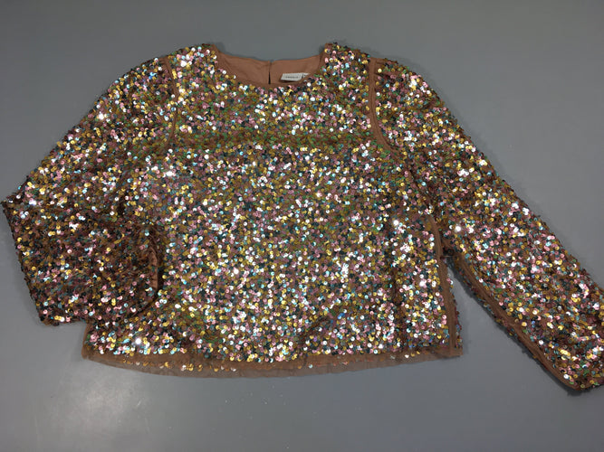 Blouse ml vieux rose sequins colorés, moins cher chez Petit Kiwi