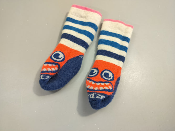 Chaussettes épaisses  orange, bleu, blanc monstre 19-22,, moins cher chez Petit Kiwi