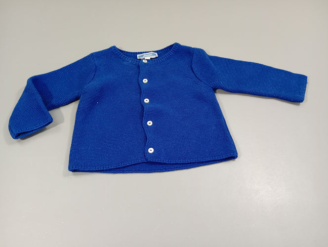 Gilet tricot bleu, moins cher chez Petit Kiwi