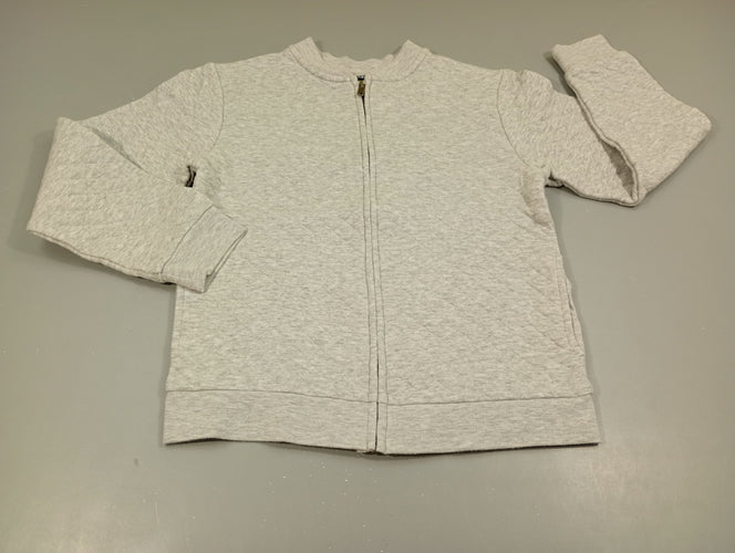 Sweat zippé gris clair chiné texturé losanges, moins cher chez Petit Kiwi