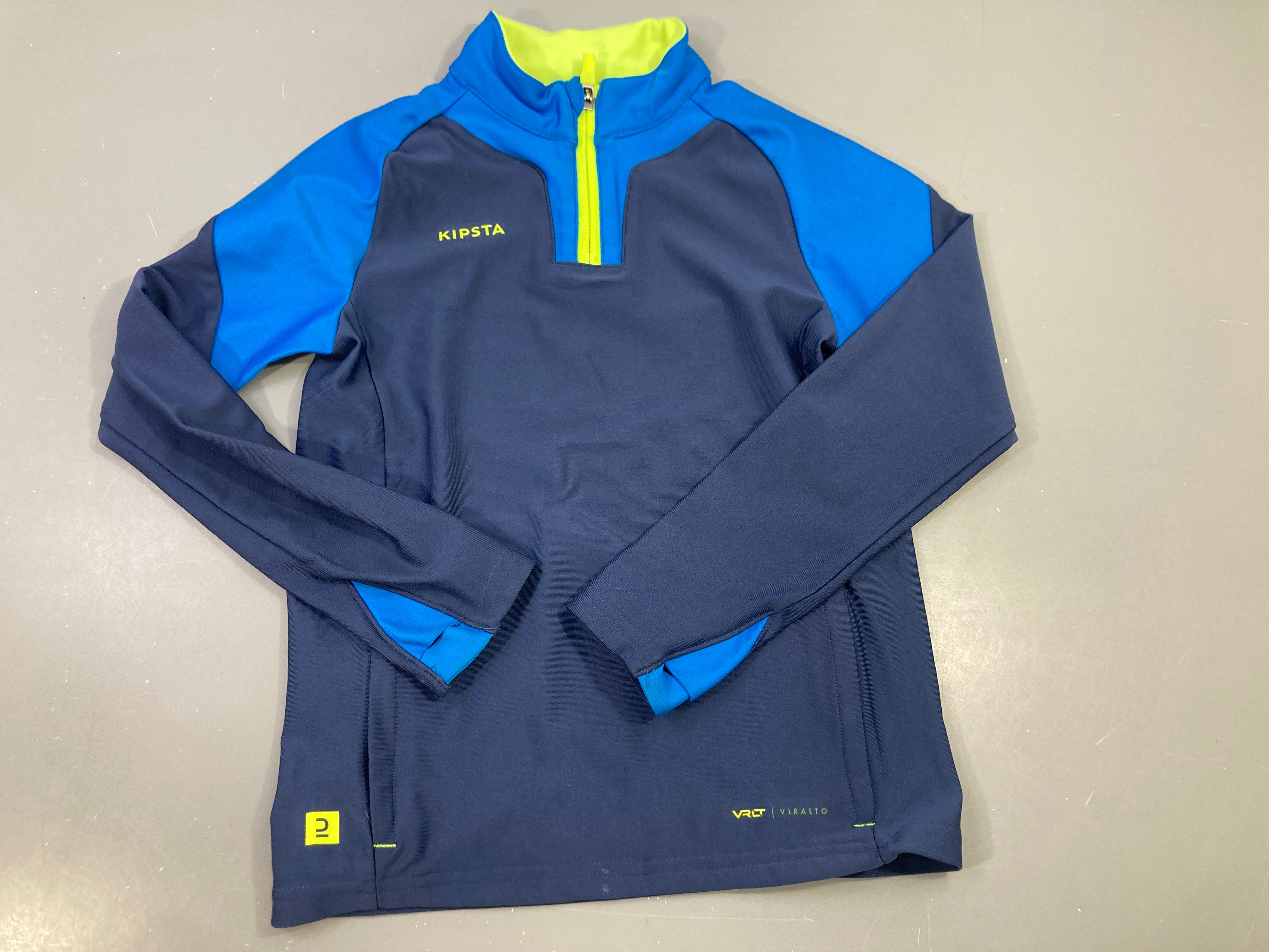 Sweat de football demi zip bleu , KIPSTA