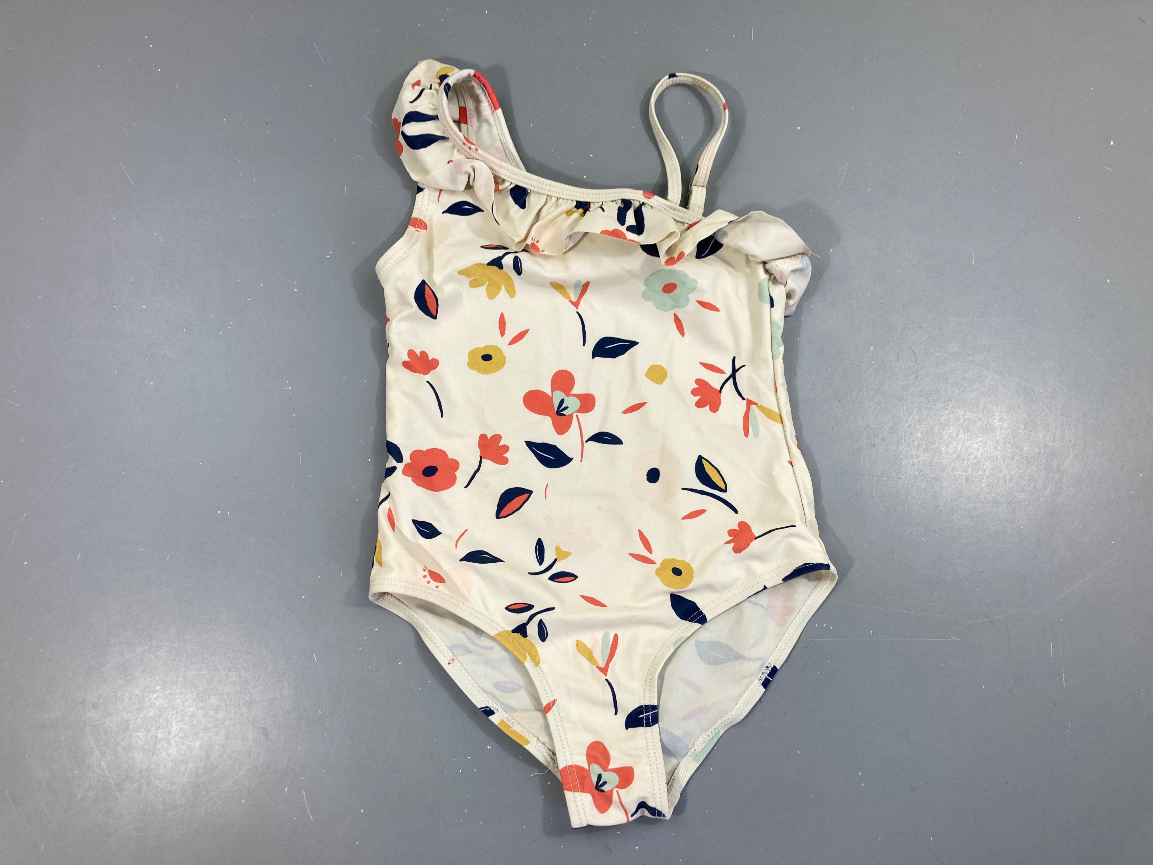 Maillot écru fleurie froufrous