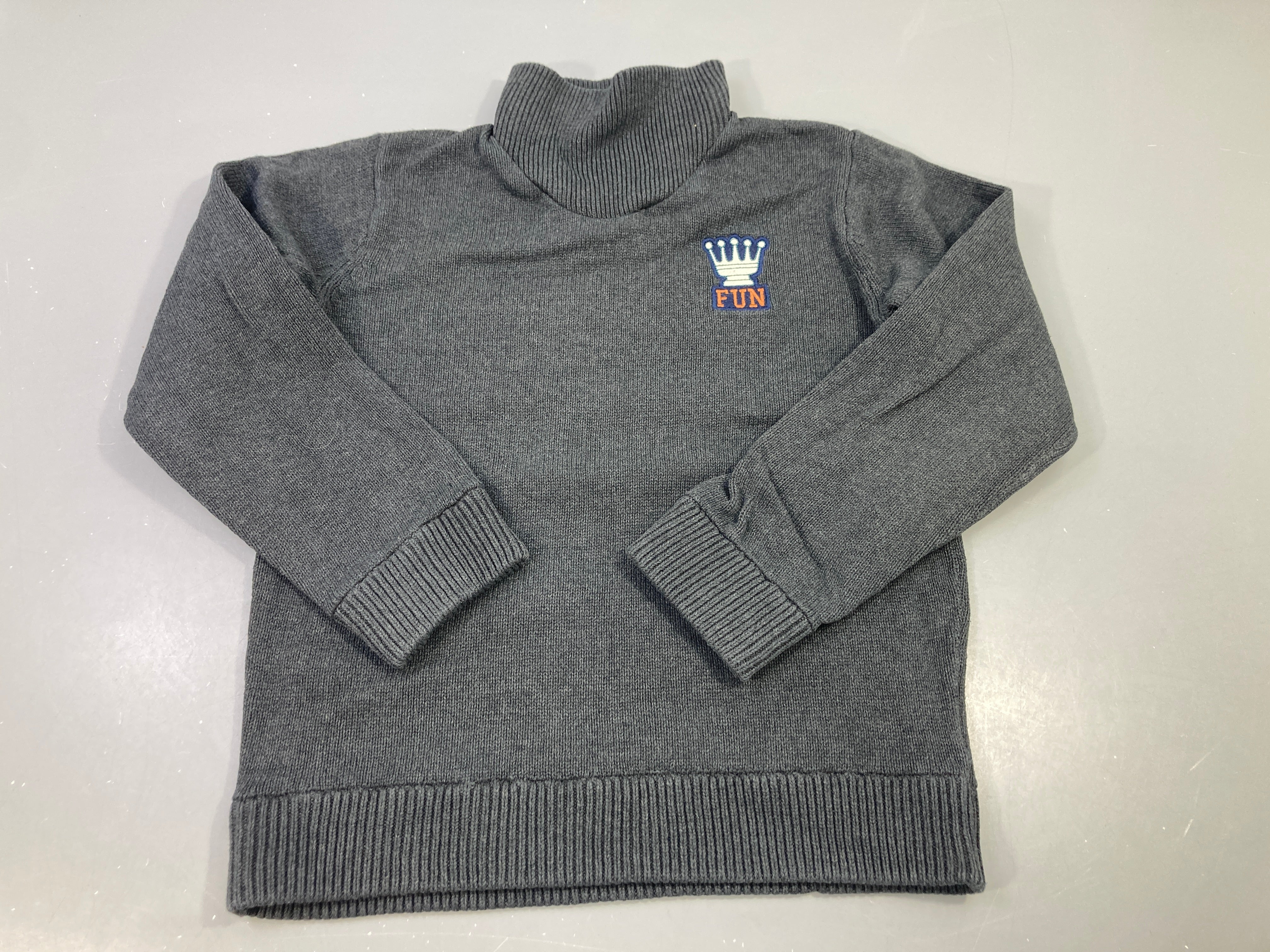 Pull coton gris foncé col montant