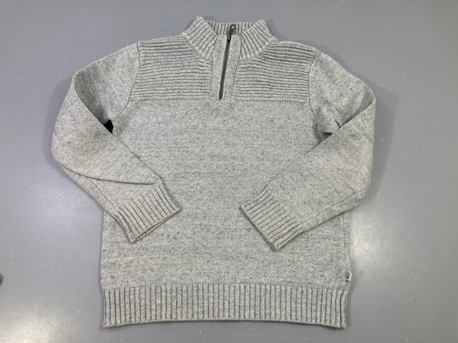 Pull gris clair col montant zip, moins cher chez Petit Kiwi