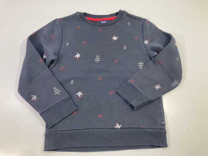 Sweat bleu foncé, petits skieurs, moins cher chez Petit Kiwi