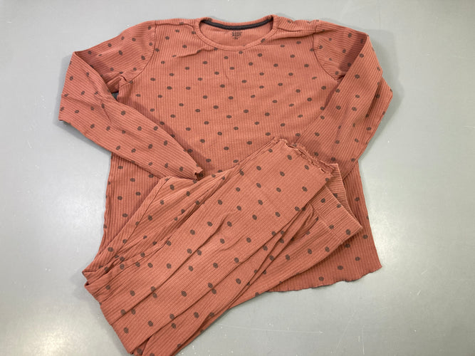 Pyjama jersey terra cotta pois brun, moins cher chez Petit Kiwi