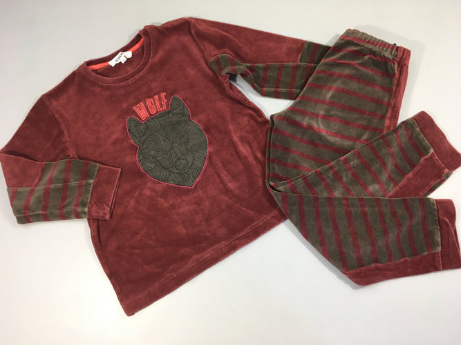 Pyjama 2pcs velours bordeau Wolf, moins cher chez Petit Kiwi