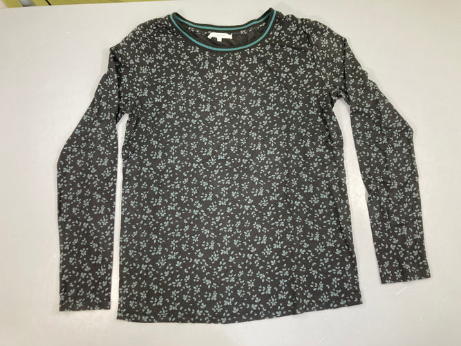 T-shirt m.l d'allaitement jersey noir fleurs, légèrement bouloché, moins cher chez Petit Kiwi