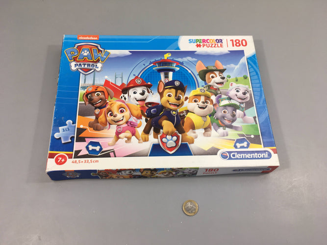 Complet puzzle supercolor 180pcs Pat'patrouille 7+, boite un peu abimée, moins cher chez Petit Kiwi
