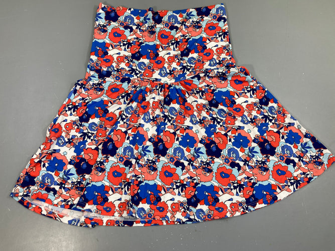 Jupe jersey blanche fleurs, moins cher chez Petit Kiwi