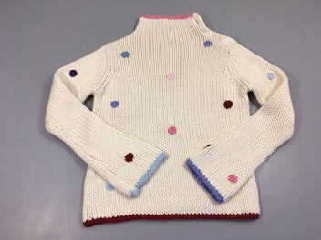 Pull mailles blanc cassé fleurs bodées de couleurs 15%Laine