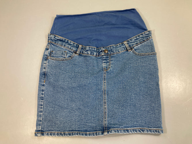 Jupe jean, taille boulochée, moins cher chez Petit Kiwi