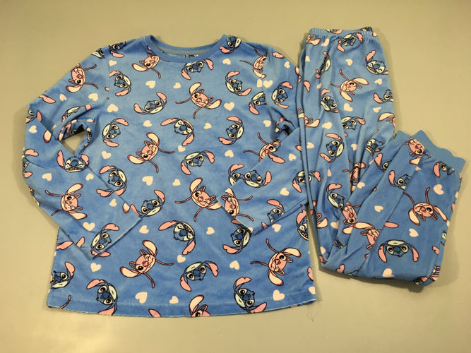 Pyjama 2 pcs velours léger bleu Stitch, moins cher chez Petit Kiwi