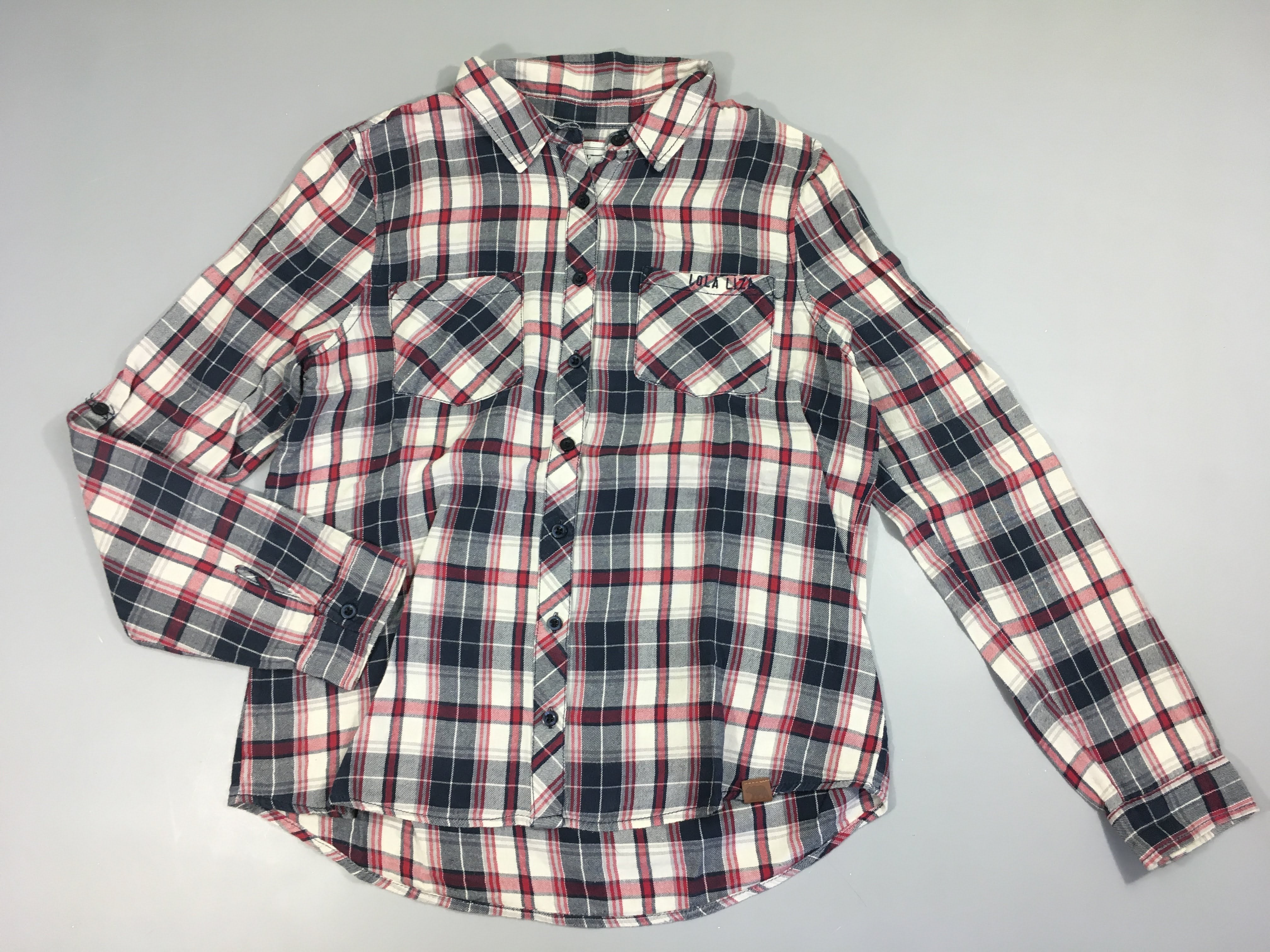 Chemise m.l à carreaux blanc-bleu-rouge