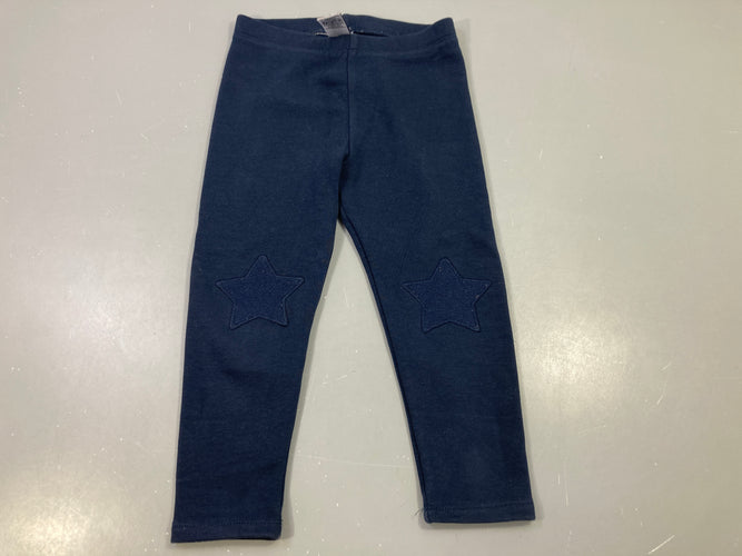 Legging bleu foncé, étoile sur les genoux, moins cher chez Petit Kiwi