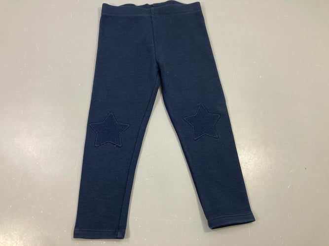 Legging bleu foncé, étoile sur les genoux, moins cher chez Petit Kiwi