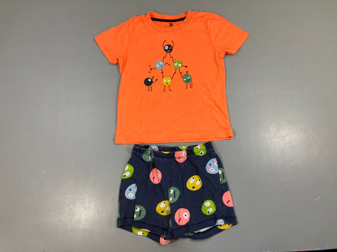 Pyjashort 2pcs jersey m.c orange personnages, légèrement bouloché, moins cher chez Petit Kiwi