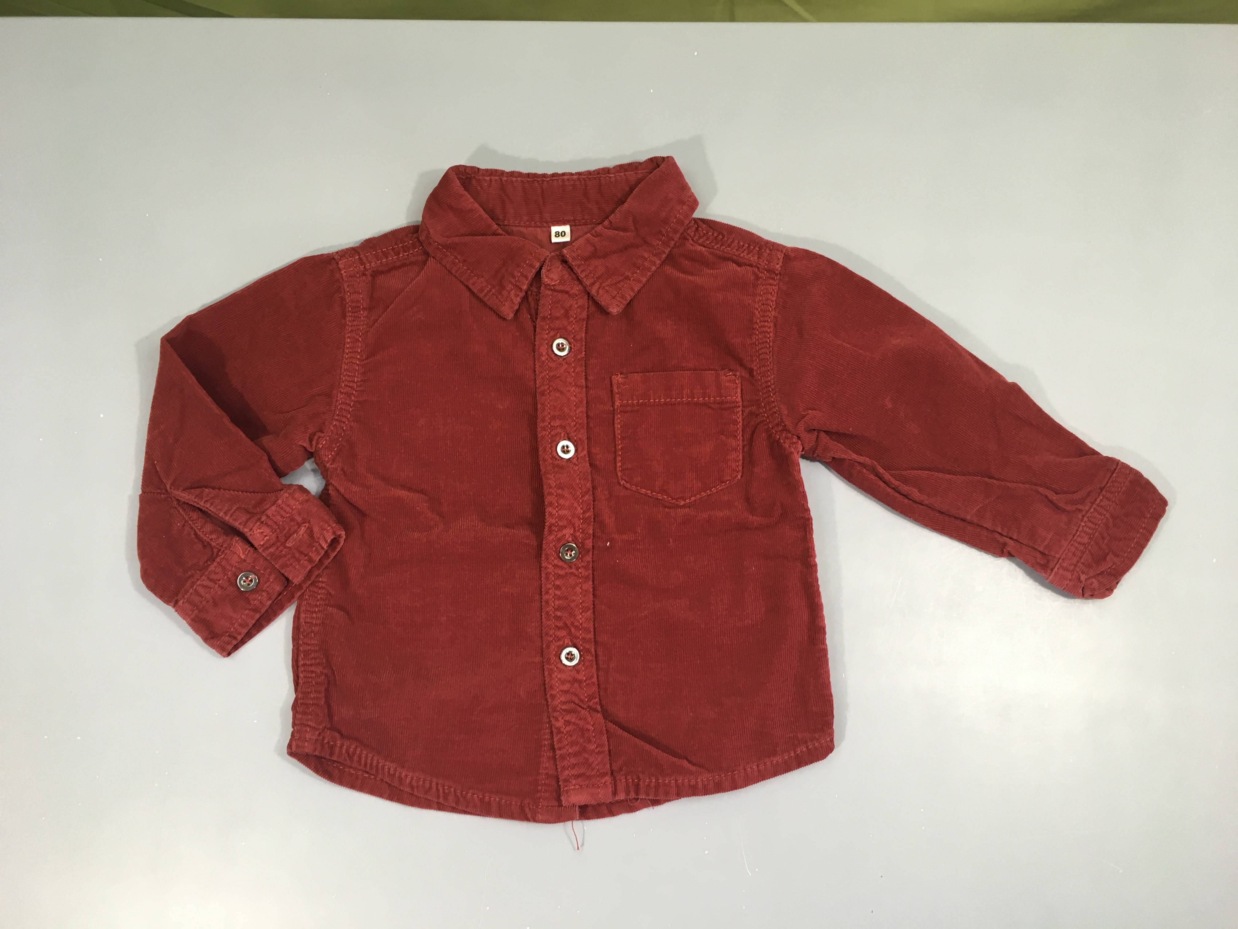 Chemise m.l velours côtelé bordeaux
