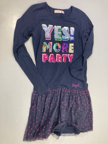 Robe ml  jersey bleu foncé bas voile bleu pois rouges, yes the party, moins cher chez Petit Kiwi