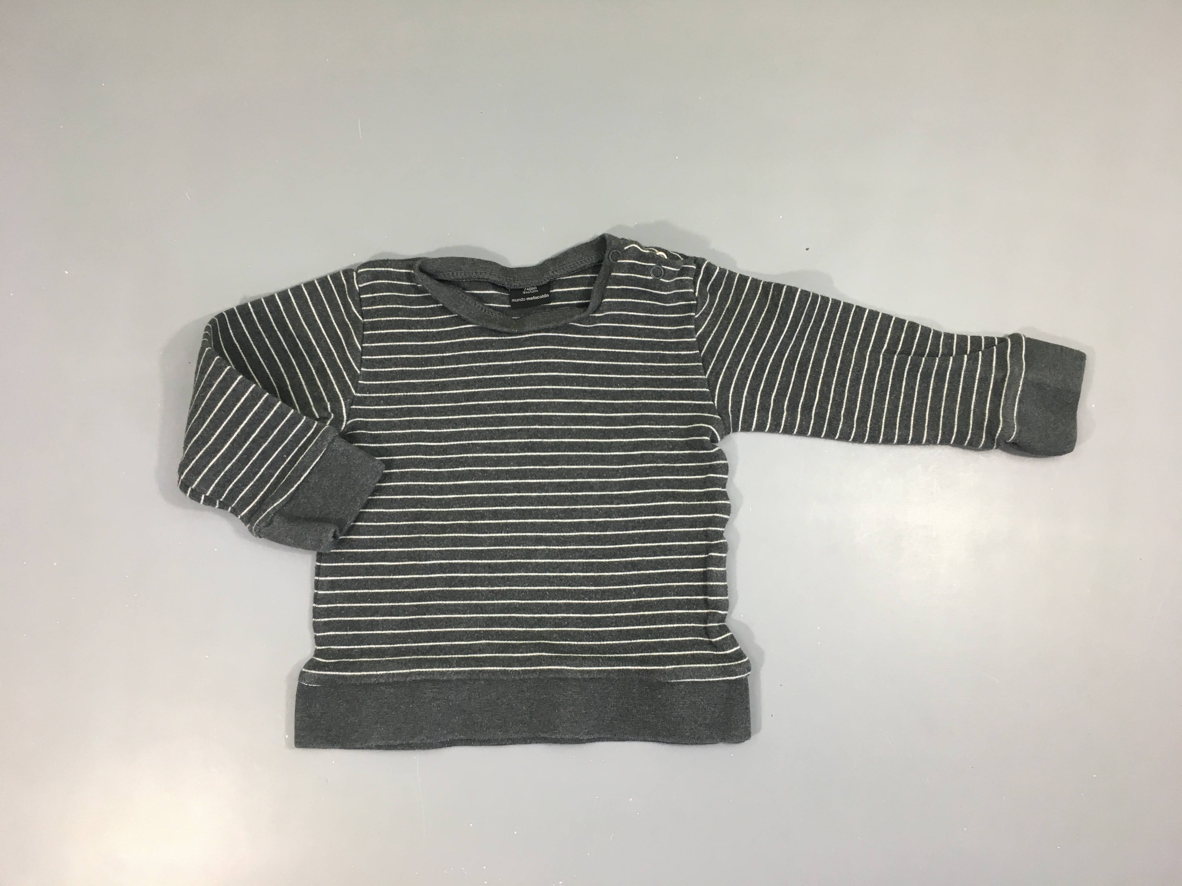 T-shirt épais m.l rayé blanc