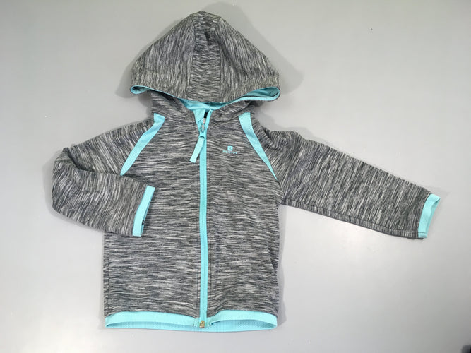 Sweat zippéà capuche gris flammé, moins cher chez Petit Kiwi