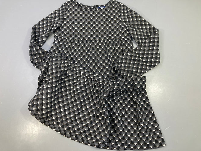 Robe ml coton motifs noir/blanc/doré, moins cher chez Petit Kiwi