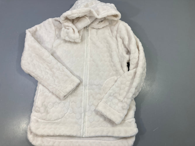 Gilet zippé à capuche en polaire blanc à pois, ESKIMO, moins cher chez Petit Kiwi