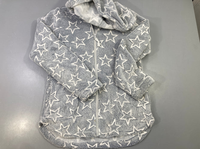 Gilet zippé à capuche en polaire gris à étoiles blanches, ESKIMO, défraichi, moins cher chez Petit Kiwi